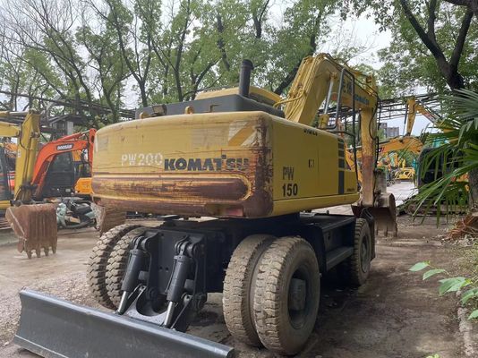 Kompakt Japonya Kullanılmış Komatsu Ekskavatörü PC150W-6 Kullanılmış Tekerlekli Ekskavatör