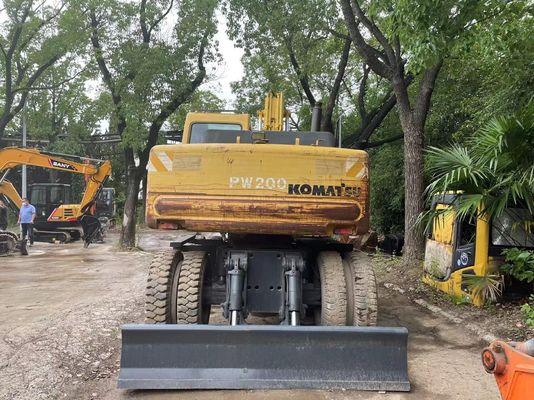 Kompakt Japonya Kullanılmış Komatsu Ekskavatörü PC150W-6 Kullanılmış Tekerlekli Ekskavatör