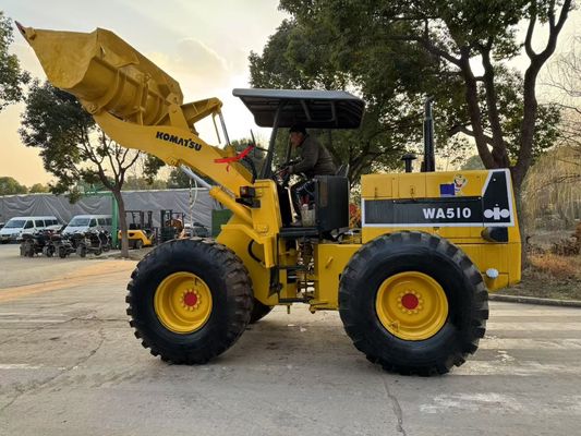 Japonya orijinal kullanılmış Komatsu WA510 mini tekerlekli yükleyiciler iyi durumda çalışıyor